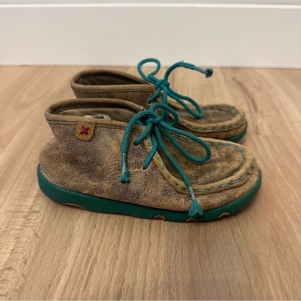 Twisted X Driving Moccasins in Brown and Teal